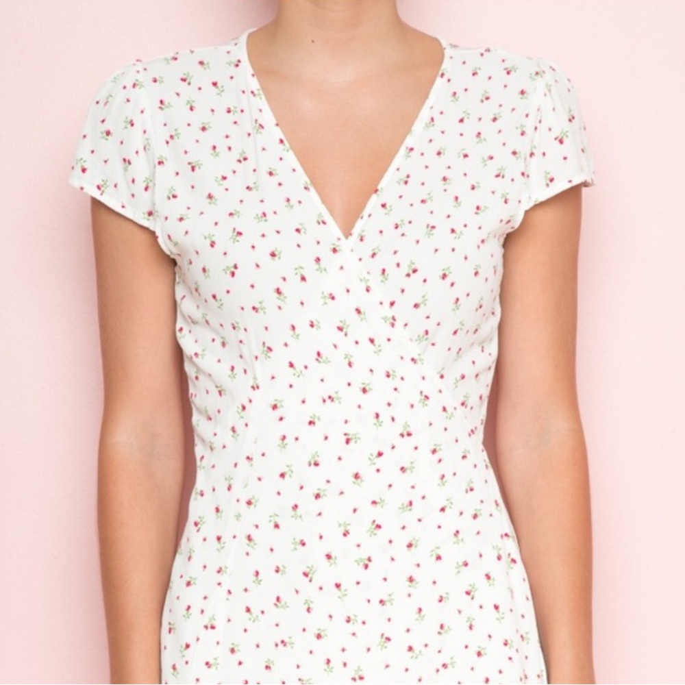 Brandy Melville Robbie Wrap Dress White Floral